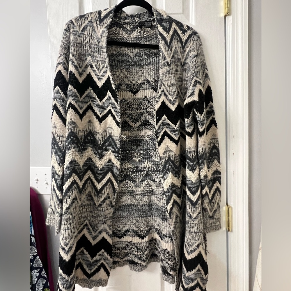 Chevron open front sweater XL